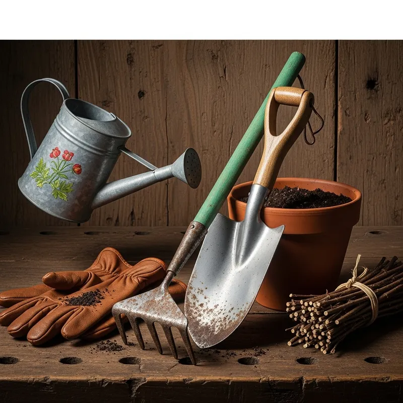 Rustic Garden Tools Still Life | Gardening Equipment Display