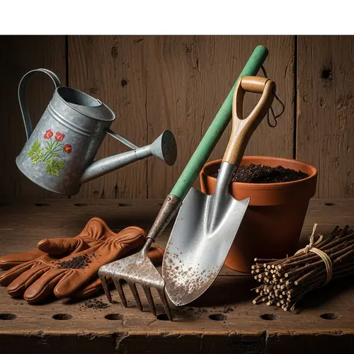 Detailed Garden Tools Still Life | Rustic Garden Equipment Display