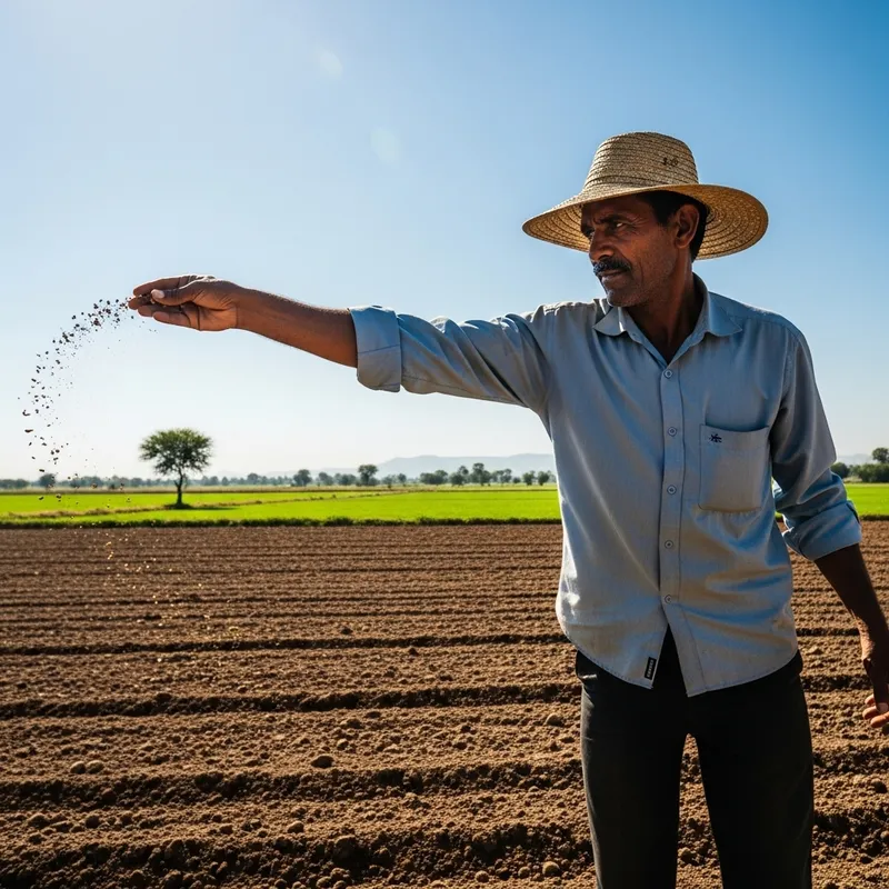 Farmers Sowing Seeds: A Sunny Autumn Day
