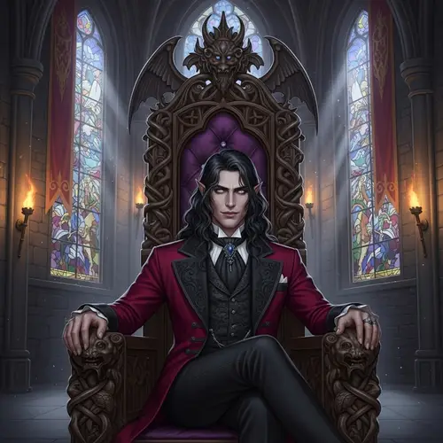Dark Aristocratic Male Fantasy Character in Victorian Attire
