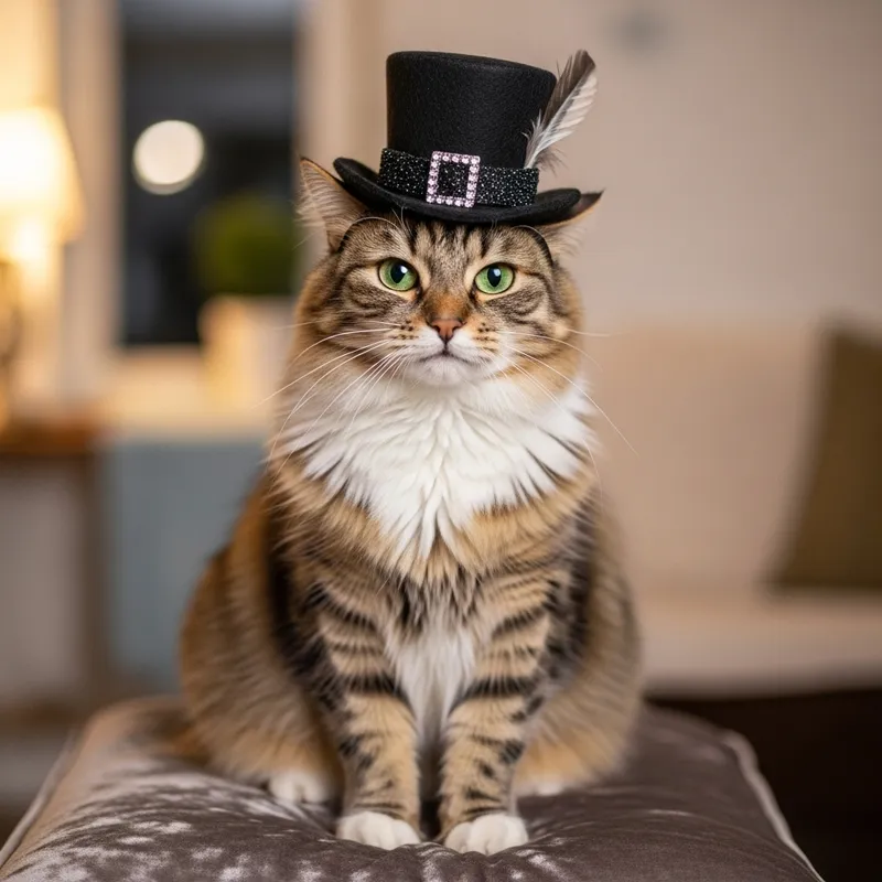 Cat with Hat - Cute Feline in Stylish Headwear
