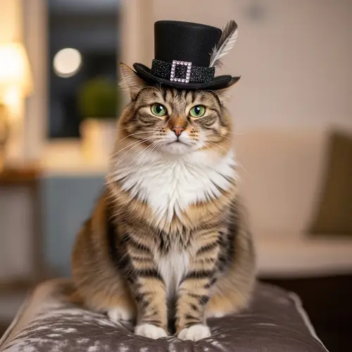 Cat with Hat - Cute Feline in Stylish Headwear