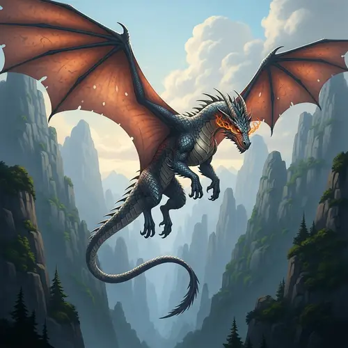 Majestic Mythical Dragon Soaring in Air | Enchanting Image