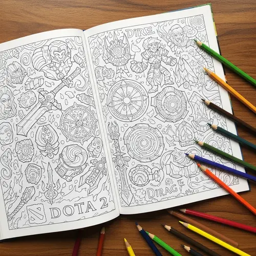 Dota 2 Color Book | First Page Line-Art with Game Elements