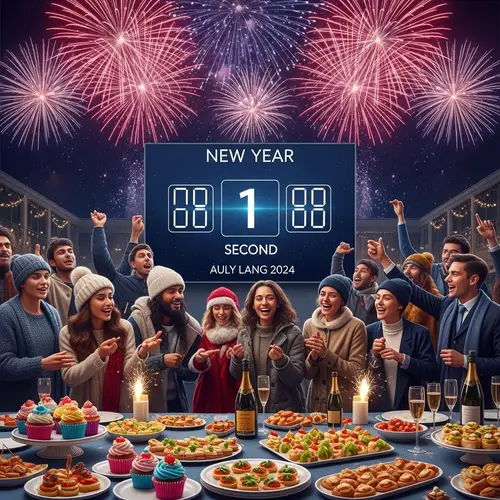 New Year's Eve 2024 Celebration: Fireworks, Cheers & Countdown