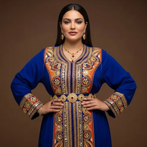 Moroccan Haute Couture Dress on Full Figured Woman