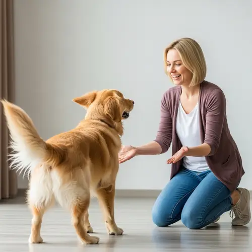 Joyful Golden Retriever and Female Owner | Bond of Love and Friendship