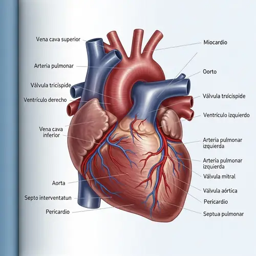 Anatomical Illustration of Heart with Spanish Labels
