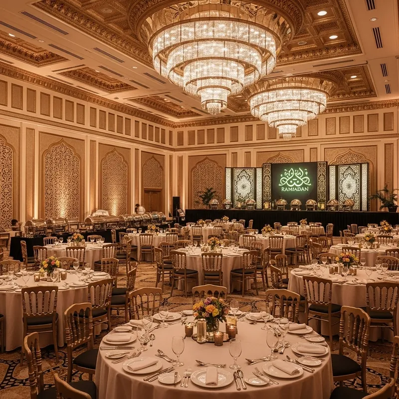 Elegant Ramadan Buffet in Modern Event Hall