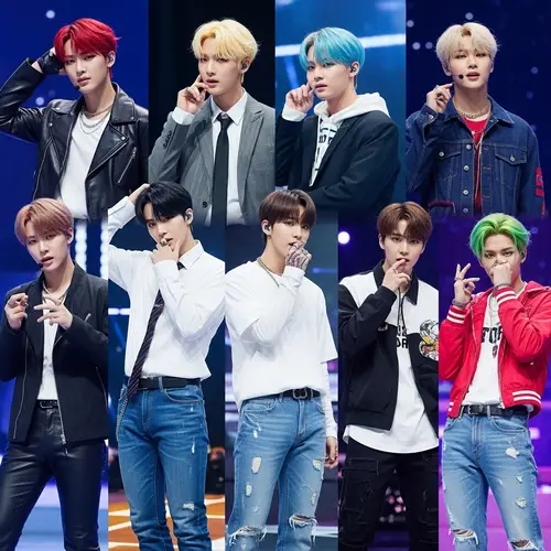 Vibrant Seven-Member Boyband | Dynamic Pop & Street Fashion