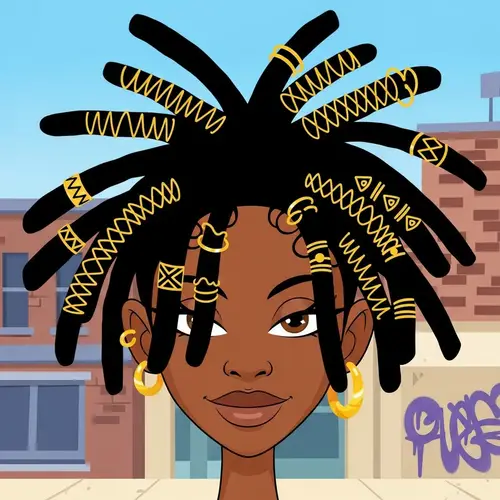 Black and Gold Stylized Cartoonish Dreadlocks | Urban Fantasy Art