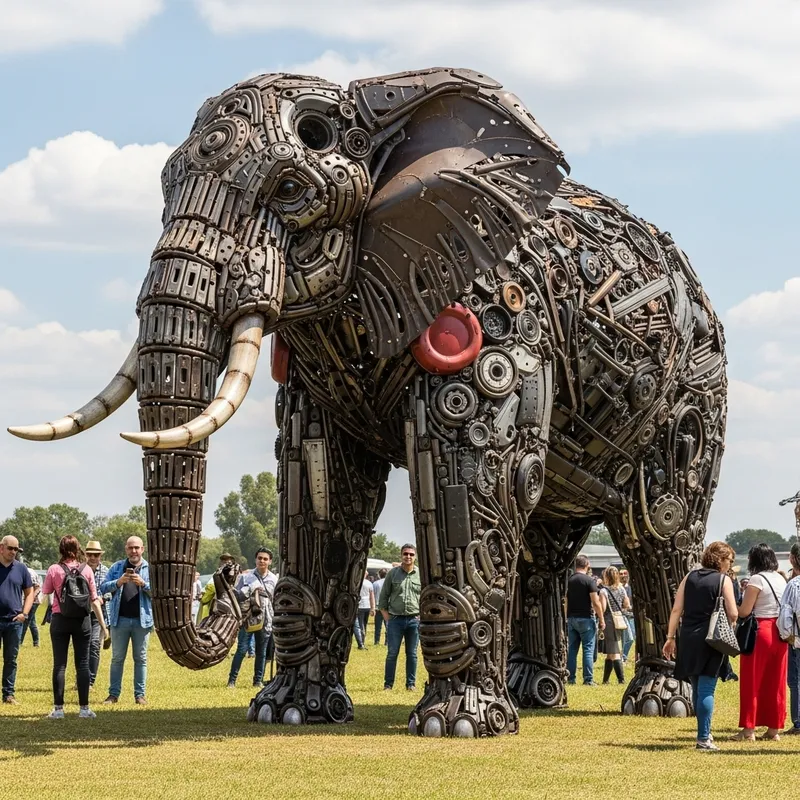 Impressive Large Elephant Sculpture from Scrap Metal