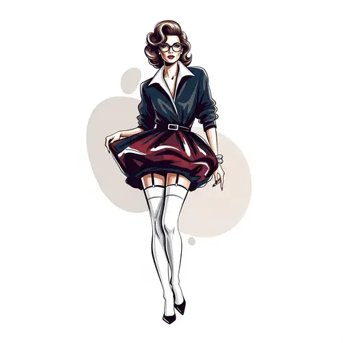 Sophisticated Woman in White Stockings and Glasses | Glamorous Hair