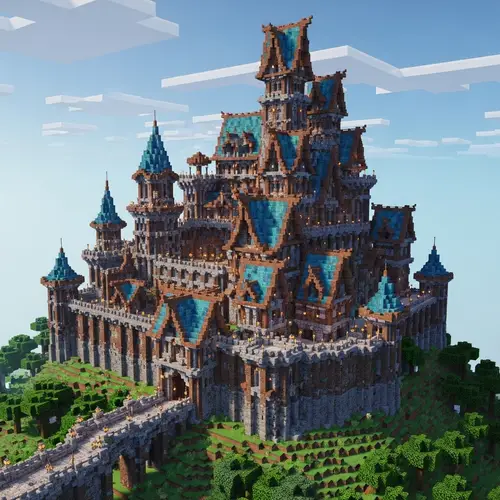 Grand Medieval Castle with Copper Roofs | Minecraft 1.20 Inspired