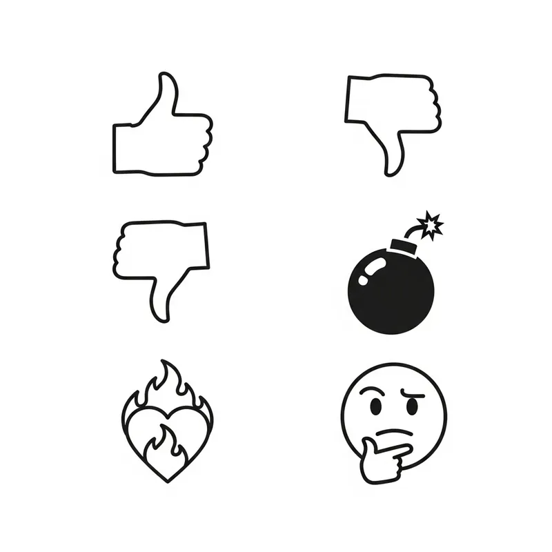 Modern Minimalist Style Emojis: 👍👎💣💖😕