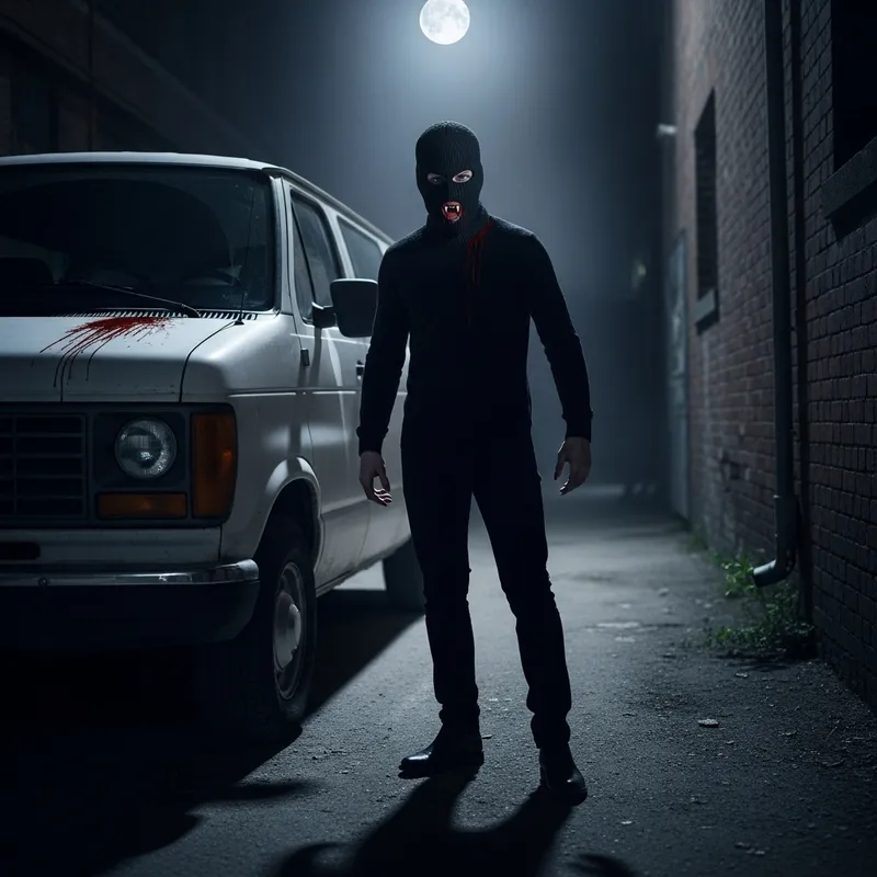 Sinister Vampire in Moonlit Alleyway: Dread and Anticipation