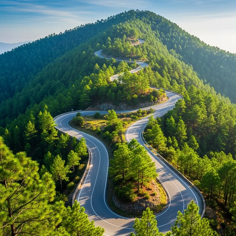 Serpentine Mountain Road Amidst Majestic Peaks