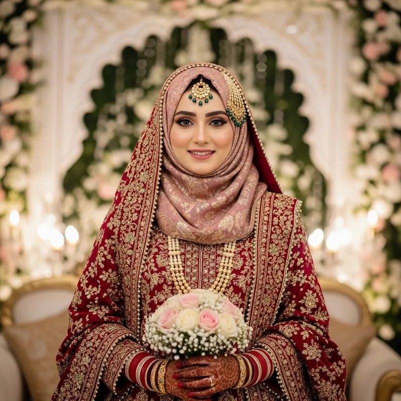 Pakistani Bride in Hijab - Traditional Wedding Attire Pakistani Bride in Hijab - Traditional Wedding Attire