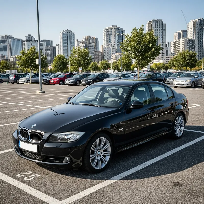 Sleek Black Bmw E90 in Proper Parking Lot