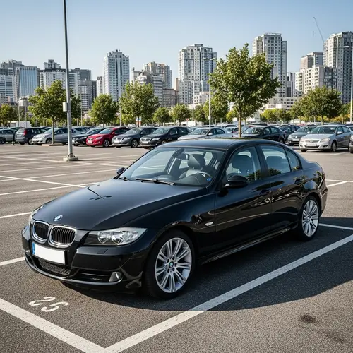 Sleek Black BMW E90 in Proper Parking Lot
