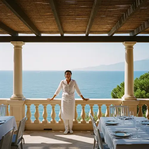 Joyful Host on a Mediterranean Terrace