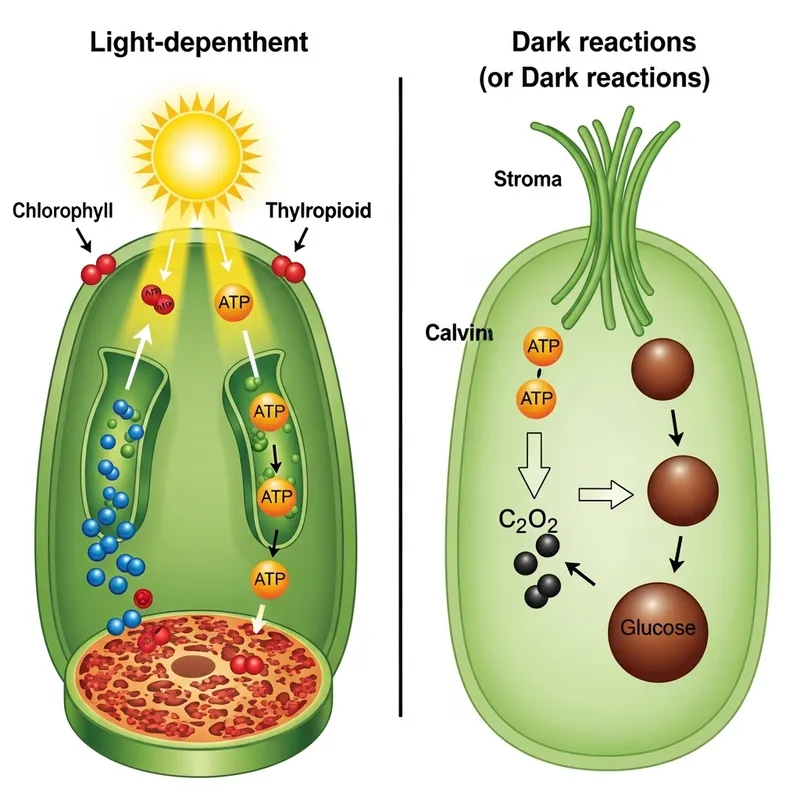 Light and Dark Phases of Photosynthesis | AI Art Generator | Easy