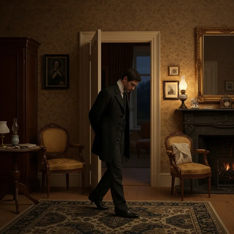 Man Walking in 1890s Room - Mood and Negativity Captured Man Walking in 1890s Room - Mood and Negativity Captured