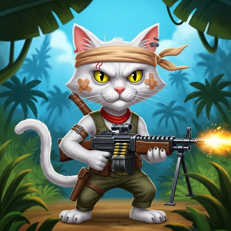 Rambo Cat in Soviet Jungle: Leopold's Machine Gun Adventure