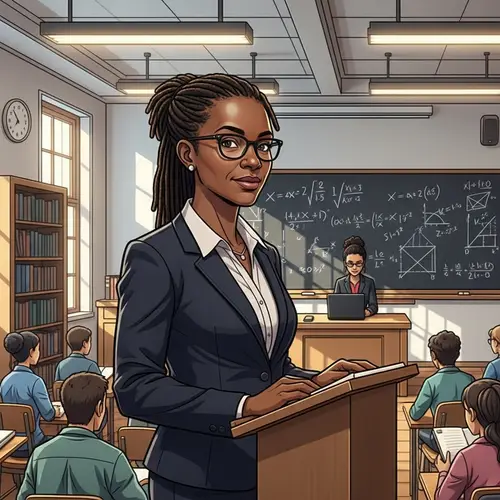 Inspiring University Professor Engaging Diverse Students in Math Lecture