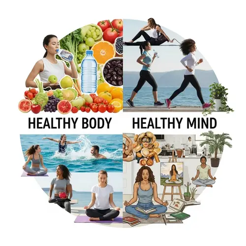 Holistic Wellbeing Collage: Healthy Body Healthy Mind Art
