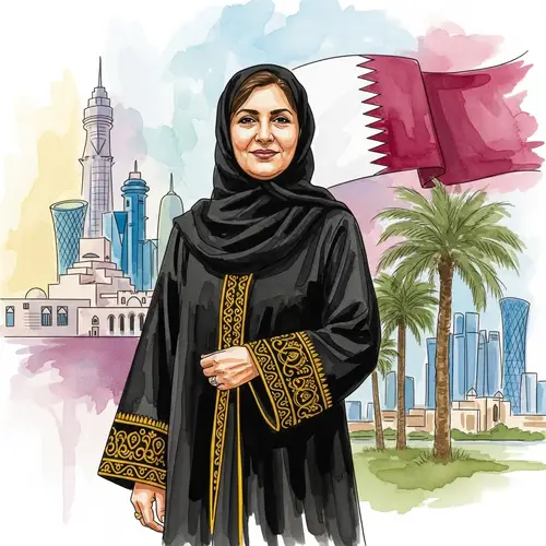 Qatari Woman in Traditional Attire | Watercolor Painting