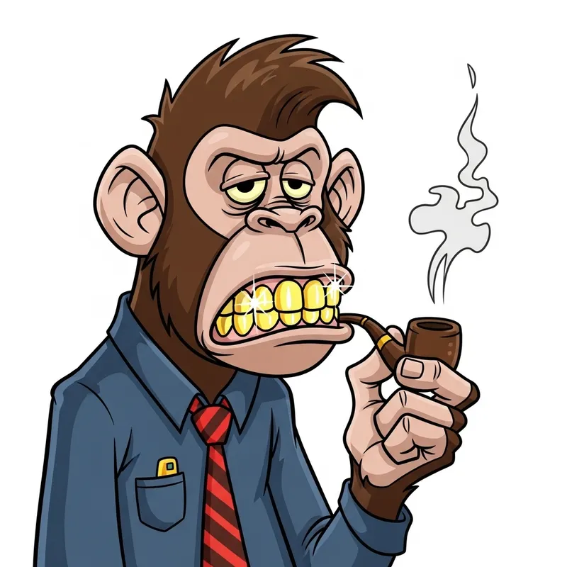 Cool Ape Cartoon with Smoking and Gold Teeth