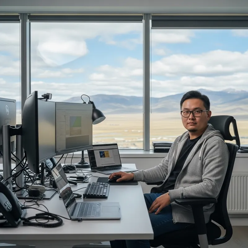 Male Developer in Mongolia with Nature View