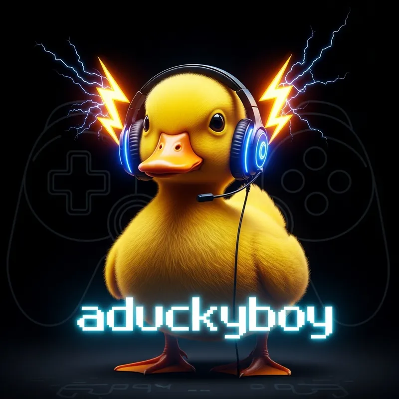 Adventurous Aduckyboy: Yellow Duckling Gamer with Lightning Bolts