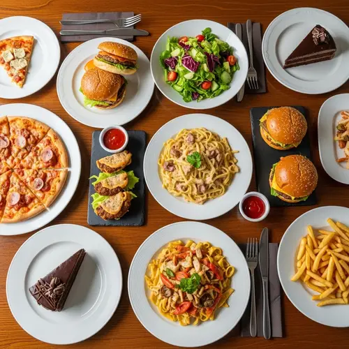 Delicious $50 Food Spread: Pizza, Burgers, Salad, Pasta, Fries & Cake