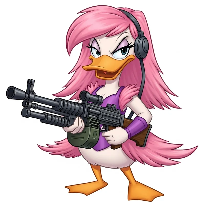 Girly Duck Armed with Machine Gun