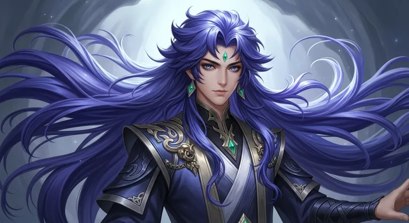 Emperor Kayn | Young Man with Huge Blue-Purple Hair