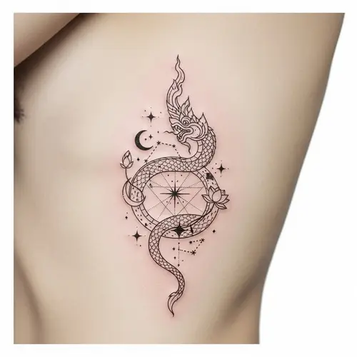 Thai Inspired Wisdom Tattoo Idea | Side Rib Cage Design
