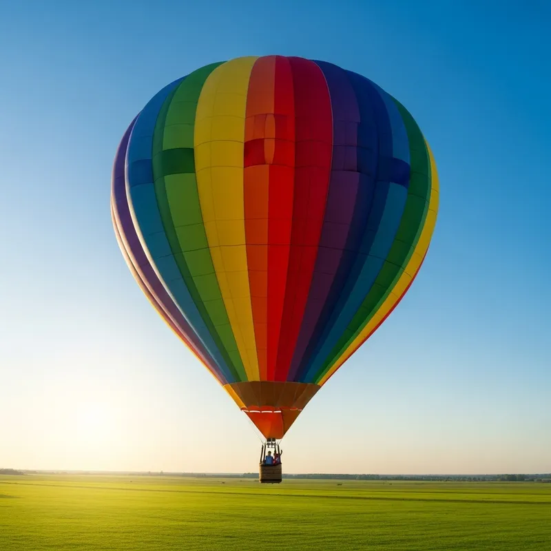 Multicolored Hot Air Balloon Floating in Serene Sky