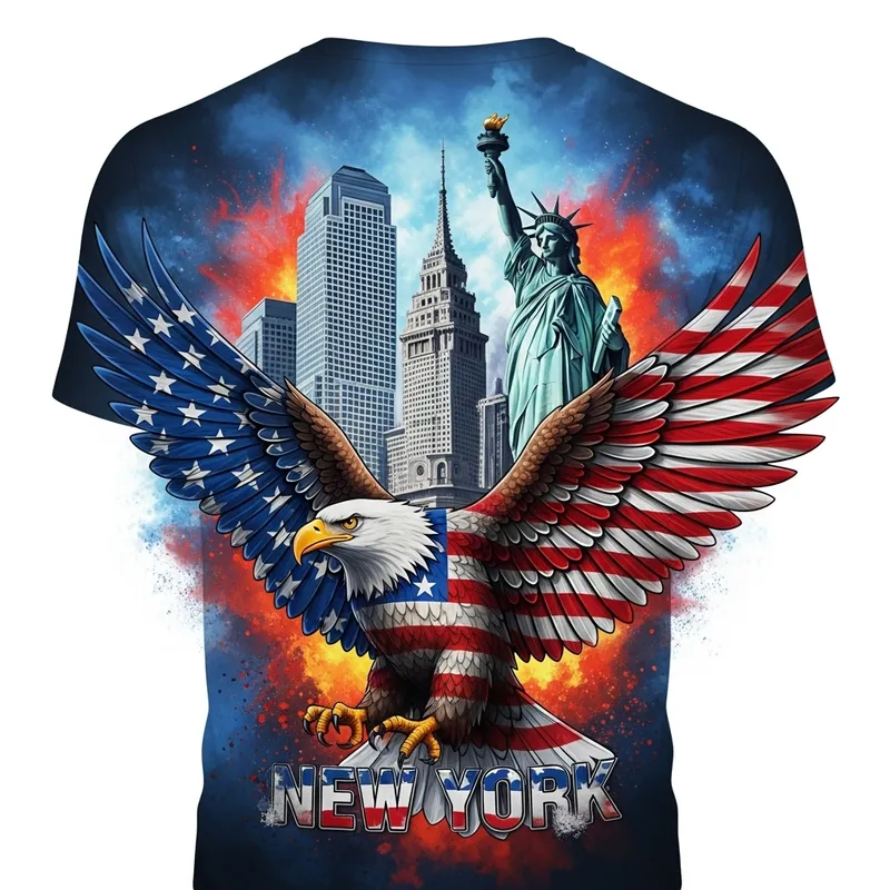 Vibrant NYC T-Shirt Design with Eagle & Liberty