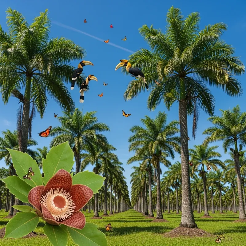 Tropical Peat Swamp Sago Palm Plantation with Rafflesia, Hornbill & Butterflies