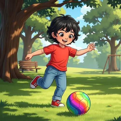 Young Child Playing with Ball in Park - Fun Outdoor Activity