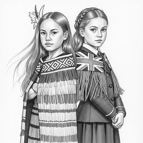 Empowering Young Maori and British Girls Back to Back Sketch