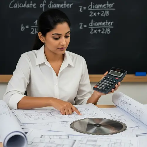 Female Engineer Calculates Circular Saw Blade Diameter | Blueprints Desk