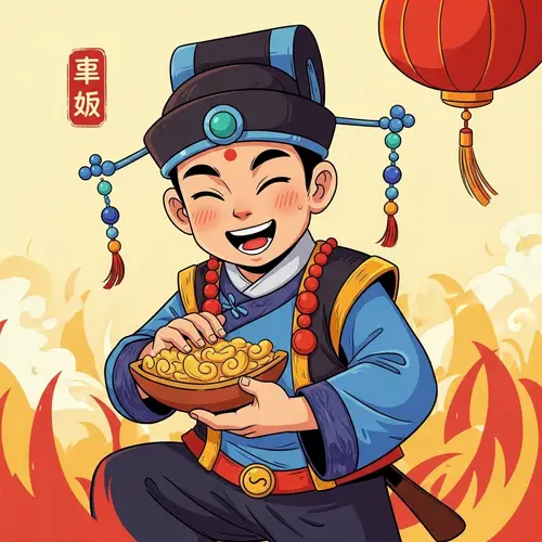 Vibrant Chinese Folklore Character Illustration in Comic Style
