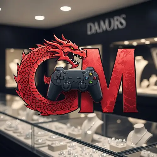 GM Dragon Logo in Red and Black Color - Diamond Shop