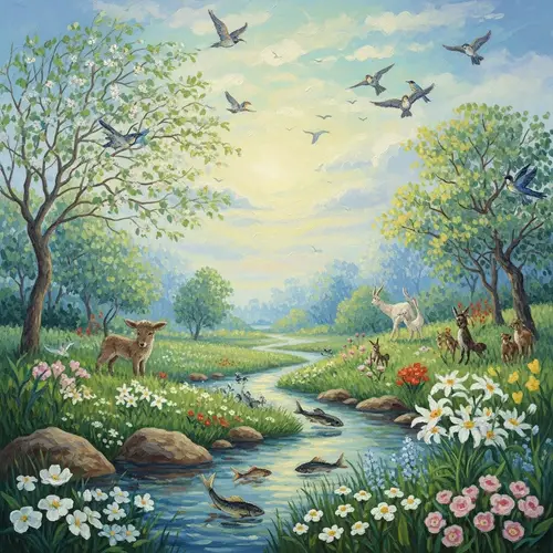Tranquil Impressionist Ecosystem Painting