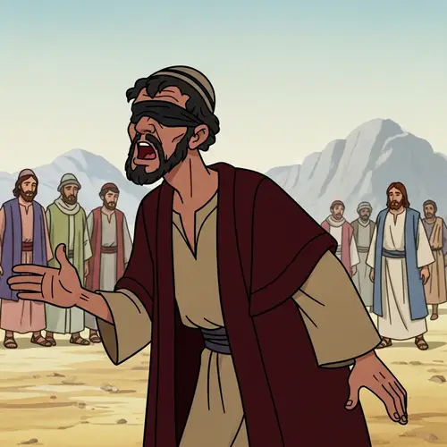 Early 20th Century Cartoon-Style Image of Bartimaeus from the Bible