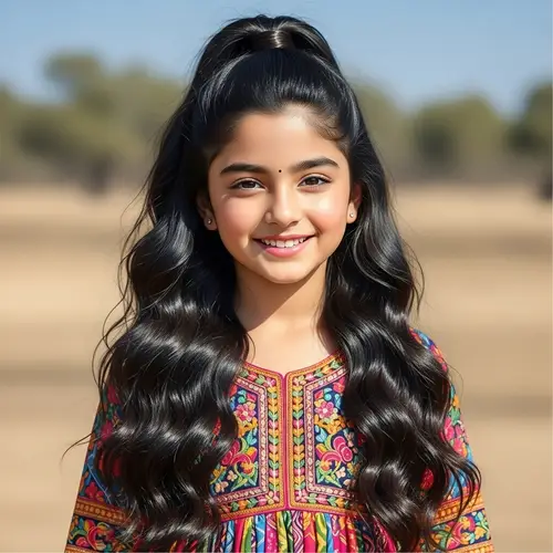 Young South Asian Girl in Traditional Dress | Smiling Brightly