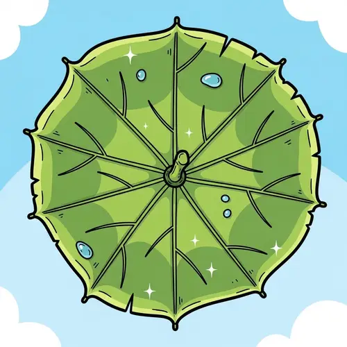 Cartoon Umbrella Leaf – Top View Illustration